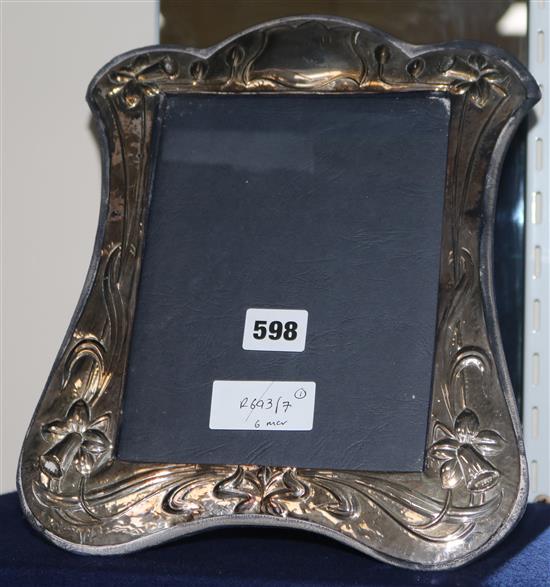 A 1980s Art Nouveau style silver mounted photograph frame, 12in.